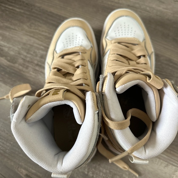 Puma Women's Tan and White High-Top Sneakers - Picture 4 of 6